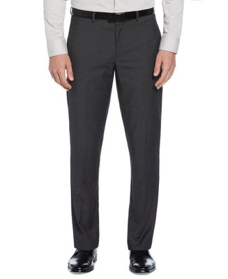 Perry Ellis Mens Modern fit Dress Pants 30 / 30 Dark Grey Solid Stretch