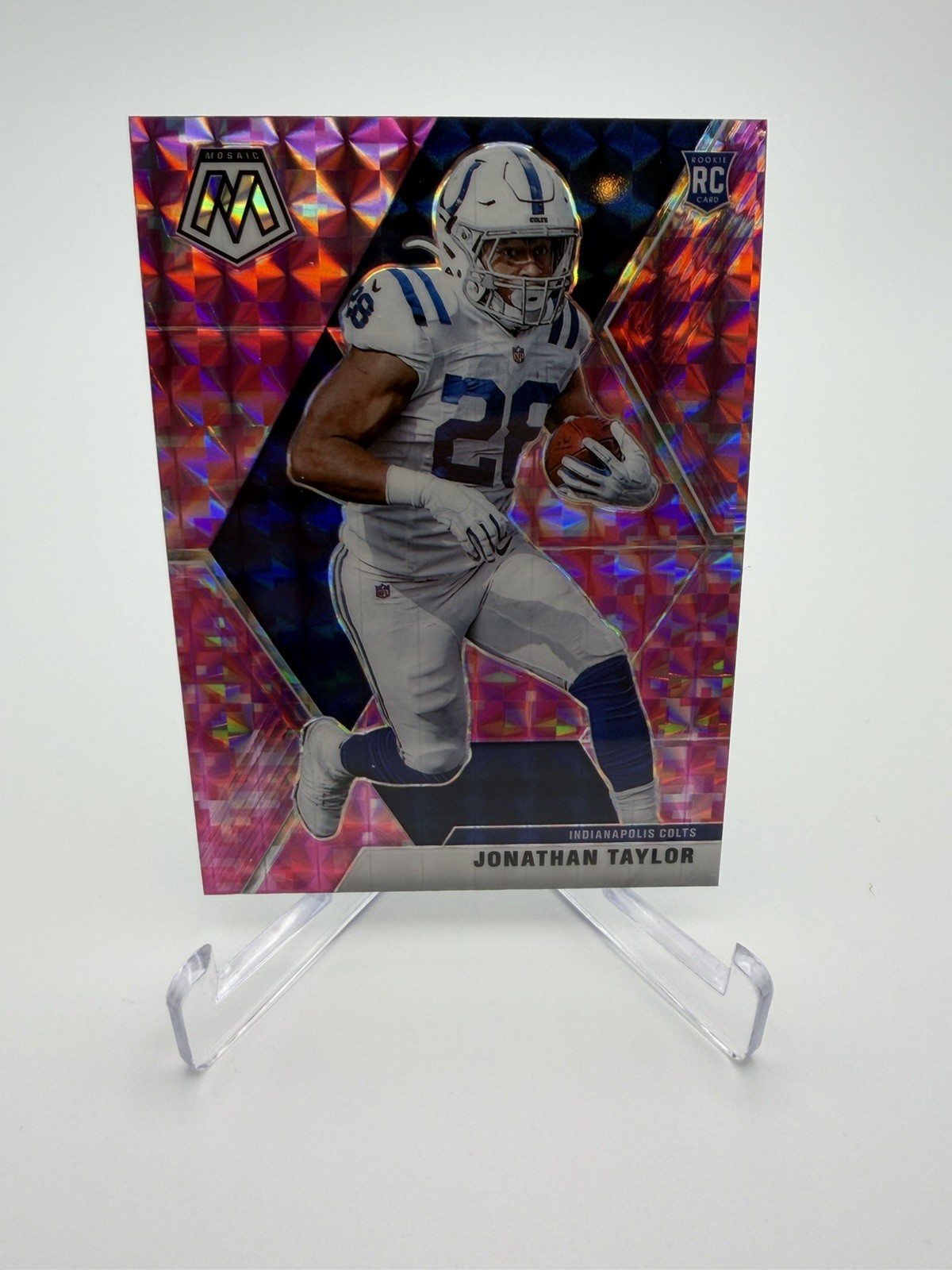 2020 Panini Mosaic - Rookies Jonathan Taylor #216 Camo Pink Mosaic Prizm (RC)