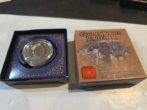 2002 Canada Uncirculated Silver Dollar Golden Jubilee D'OR Canadian Royal Mint