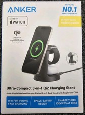 Anker MagGo 3-in-1 Charging Station 15W Qi2 Magnetic Charger MagSafe Compatible