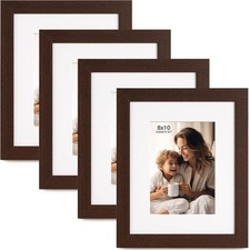 8x10 Picture Frame with Mat for 5x7, Set of 4 Dark Brown 8 x 10 Picture Frame...