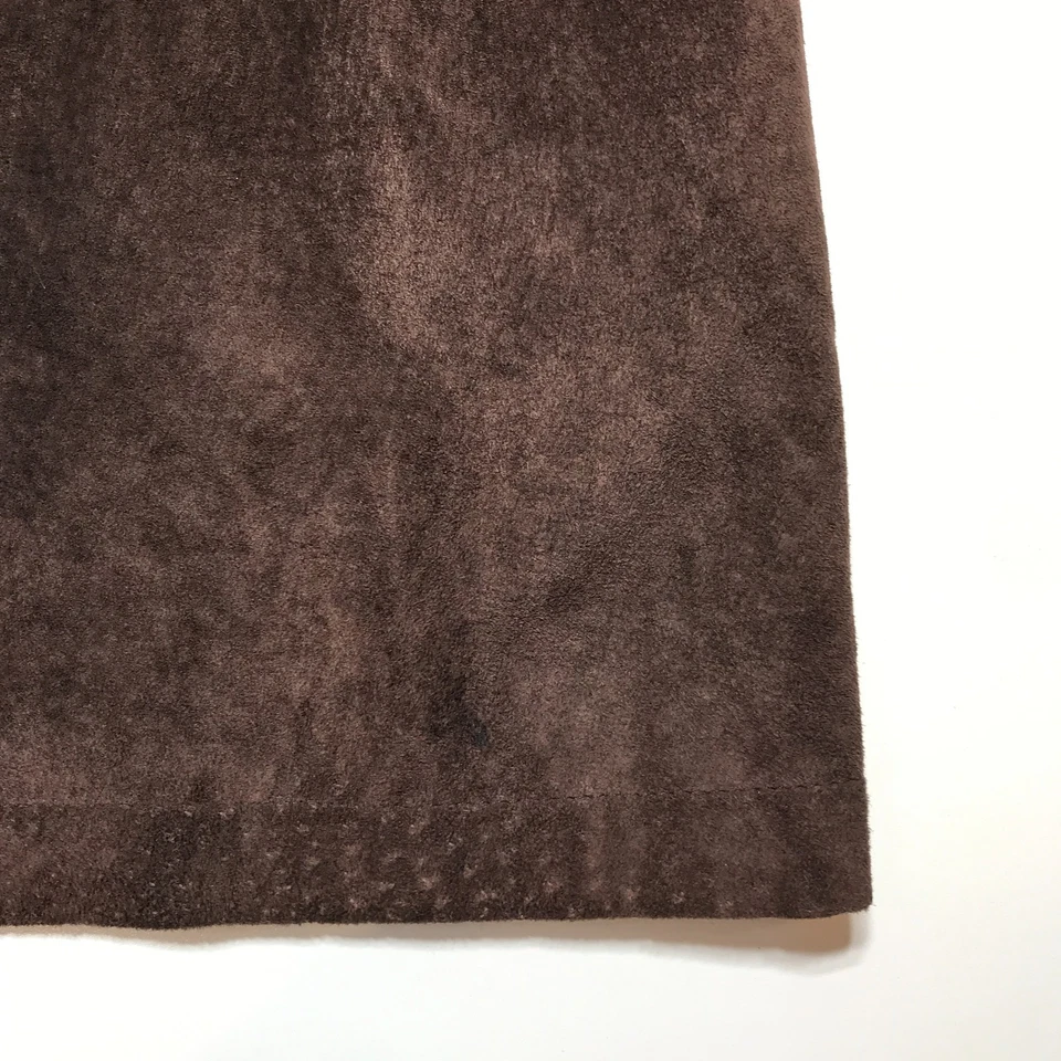 Esprit De Corp. Pencil Skirt Juniors 1/2 Genuine Leather Suede Brown Snap Front - Image 4 of 4