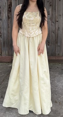 Yellow/Gold Corset top, Floor Length Dress. Prom. Ladies'/Women's. Size M.  | eBay
