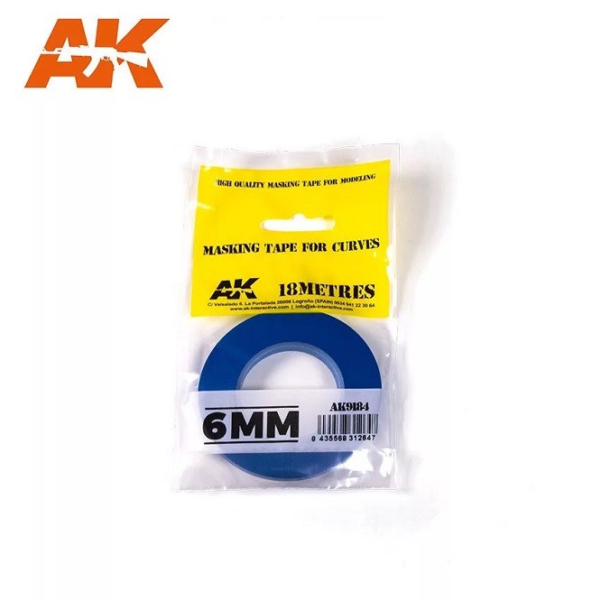 AK Interactive AK9184 Masking Tape For Curves 6mm 18 Units New