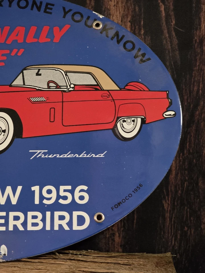 VINTAGE 1956 THUNDERBIRD PORCELAIN DEALERSHIP METAL SIGN 16.5" X 11". - Image 2 of 4