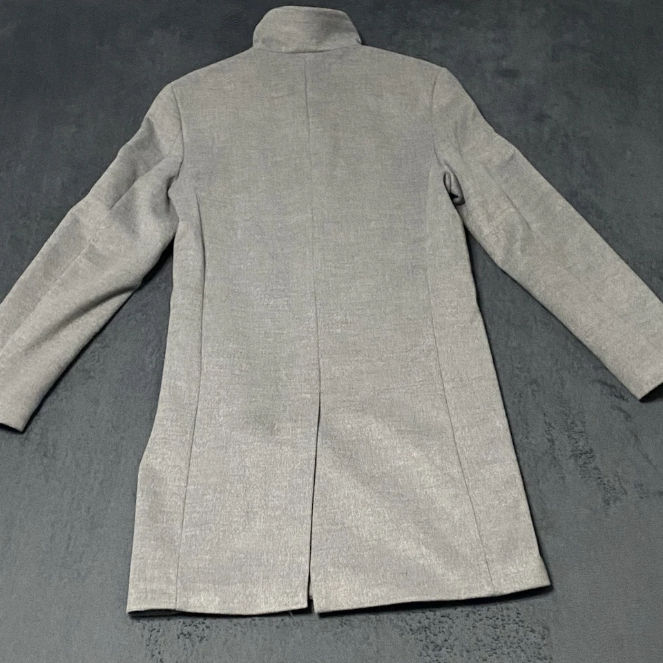 Zara Trench Coat Overcoat Mens S Gray No Show Button Front Pockets Quiet Luxury - Image 4 of 4