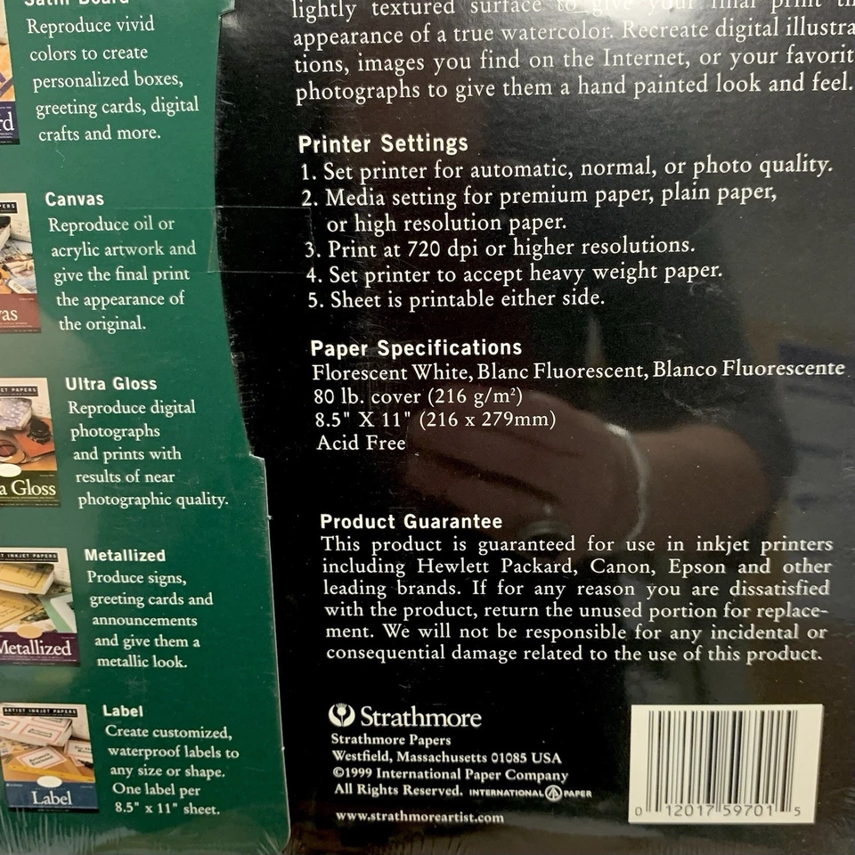 STRATHMORE Texture Inkjet Paper  *Lot of 6 (10 Sheet Pkgs)* - Image 2 of 3