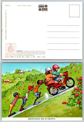 Bermuda Cartoon Postcard Robin Campbell John Hinde Moped Hilarious Art