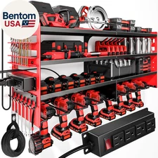 Large Power Tool Organizer Wall Mount with Charging Station,4 Layer Heavy Duty M