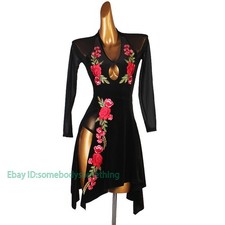 Latin Dance Dress Salsa Tango Cha Cha Ballroom Rhinestone Competition Dress F622