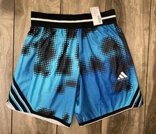 NEW Men's 2025 Adidas Crazy Lite AOP Basketball Shorts JM6837 Cyan Size Small S