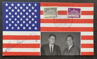 Germany 1963 Berlin - souvenir card John F. Kennedy in Berlin with Willi Brandt - Bild 1 von 2