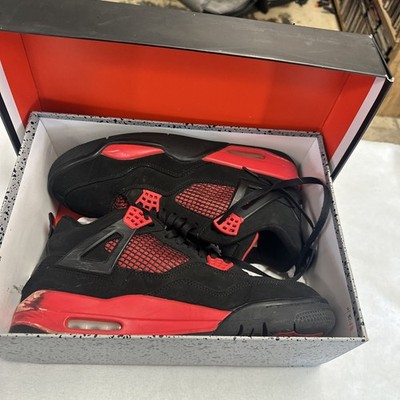 Jordan Air Jordan 4 Retro Red Thunder CT8527-016 Mid Top Sneaker Black Red 10.5