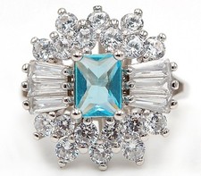 6CT Aquamarine  Topaz 925 Sterling Silver Ring Jewelry Sz 6