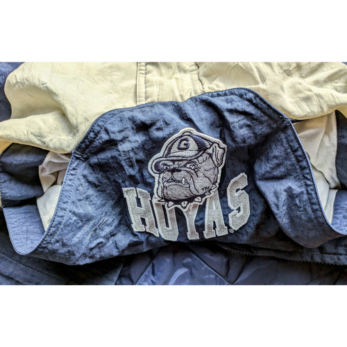 Georgetown Hoyas 90s APEX puffer 1/2 jacket pullover M navy NCAA University vtg - Picture 6 of 6