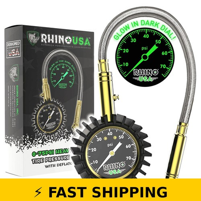 #ad Rhino USA Heavy Duty Tire Pressure Gauge 75PSI $35.99