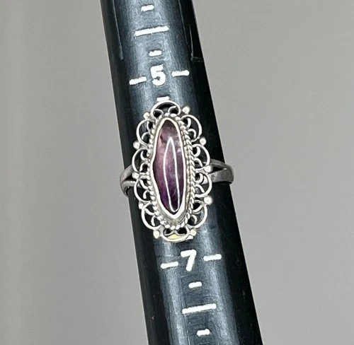Vintage Amethyst Sterling Silver Ring Size 6 Mexico