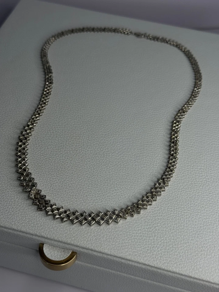 Beautiful Elegant 925 Sterling Silver Diamond Necklace Length 18 Inch - Image 4 of 4