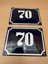 ALTE EMAIL EMAILLE Emailleschild Emailschild  HAUSNUMMER 70 BLAU/WEISS 20 x 14 