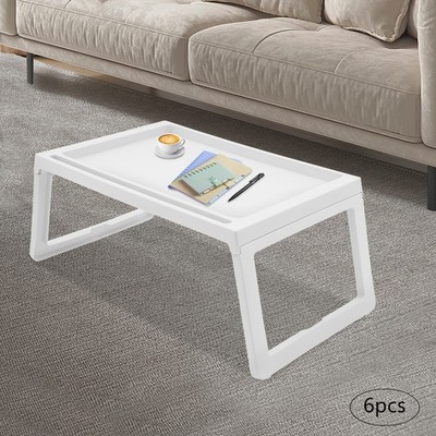 6-Pack Foldable Lap Desk Laptop Table With Phone/Tablet Slot White