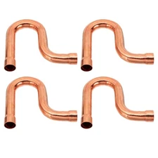 7/8" ID P-Trap Pipe Fittings 4Pcs Sweat Copper Pipe Welding Solder Connection