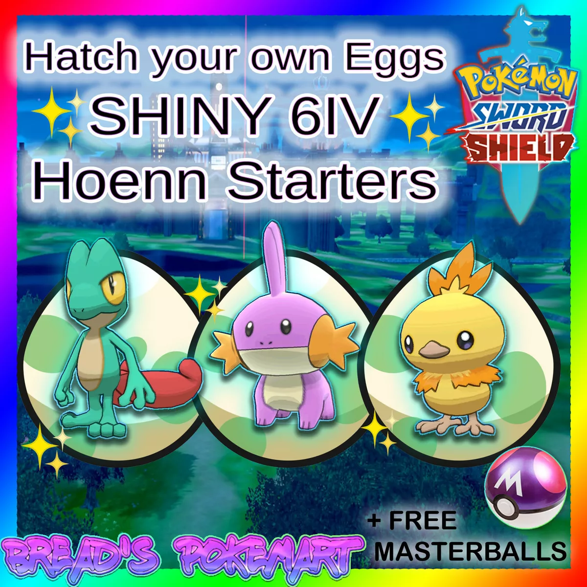 Pokemon Sword & Shield / Hoenn Starters / Shiny Treecko Mudkip 