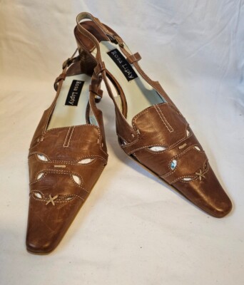 Pink lipty slingbacks vintage genuine leather size 39 women's shoes shoes