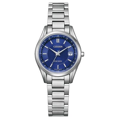CITIZEN EXCEED ES9370-62L Eco-Drive Titanium Radio Solar Watch Blue Dial 26.6mm