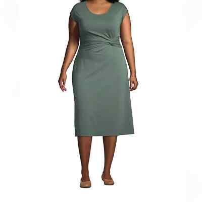Lands' End Women's Cap Sleeve Twist Front Fit and Flare Dress Medium 10 12  i | eBay