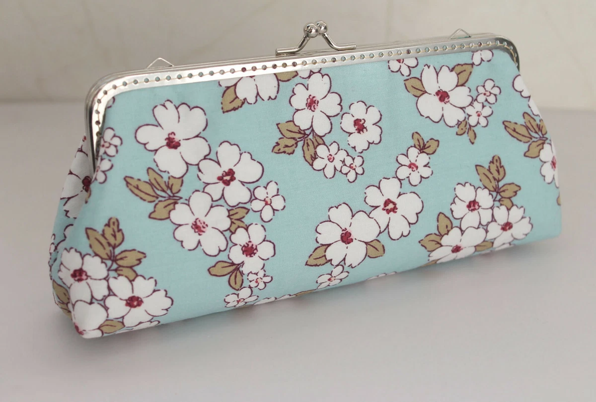 Floral Kiss Lock Purse Clasp Coin Pouch Metal Frame Purse