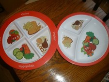 2 Children's Plastic Divided Plates Vegetables, Protein, Fruits, Grains SU58