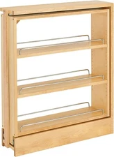 Rev-A-Shelf 438-BC-6C 6 Inch Cabinet Base Filler Pull Out Organizer Rack, Maple