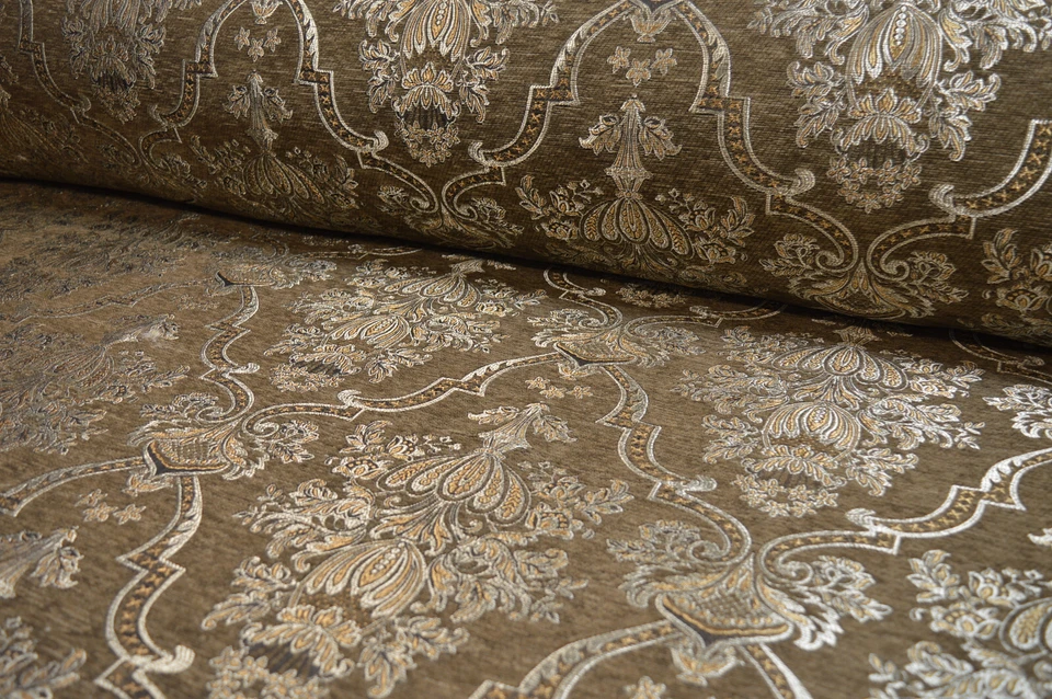 Möbelstoff Bezugsstoff Polsterstoff Meterware Stof Jacquard Ornament Barock Rank