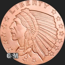 5 oz Incuse Indian Copper Round .999 FINE BU ROUND COIN - IN STOCK!!