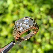 1.72 Ct Round Cut Simulated Diamond Men's Wedding Band Ring Yellow Gold Plated