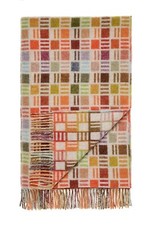 Merino Lambswool Throw Blanket Multi Colour & Beige Check- Bronte by Moon Ribbon