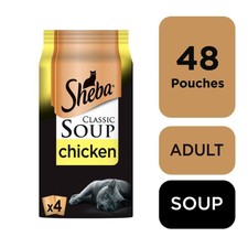 48 x 40g Sheba Classics Soup Wet Cat Food Pouches with Chicken Fillets