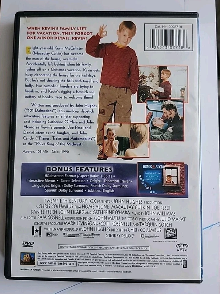 Home Alone DVD 1990 WS Christmas Holiday Comedy Pre-owned  Foto 2 de 4
