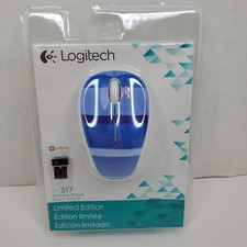 Logitech M317 910-004238 Wireless Mouse Unifying Receiver Blue Purple Stripe