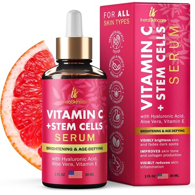 Super Vitamin C Serum for Anti-aging Face Eyes Hyaluronic Acid Pure Vitamin E