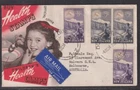 New Zealand 1954 Health First Day Cover - Dunedin to Melbourne - Uprated
