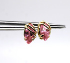Cubic Zirconia Stud Earrings 10K Yellow Gold Pink Marquise