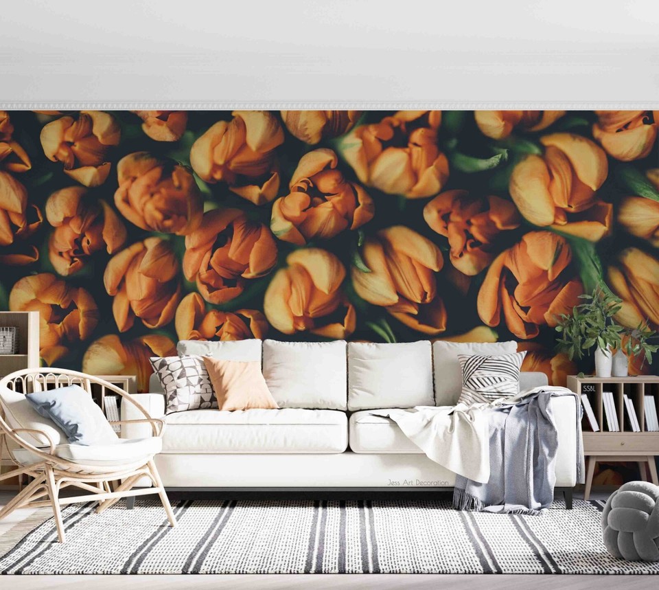 3D Flower Yellow Floral Patterns Wallpaper Wall Murals Removable