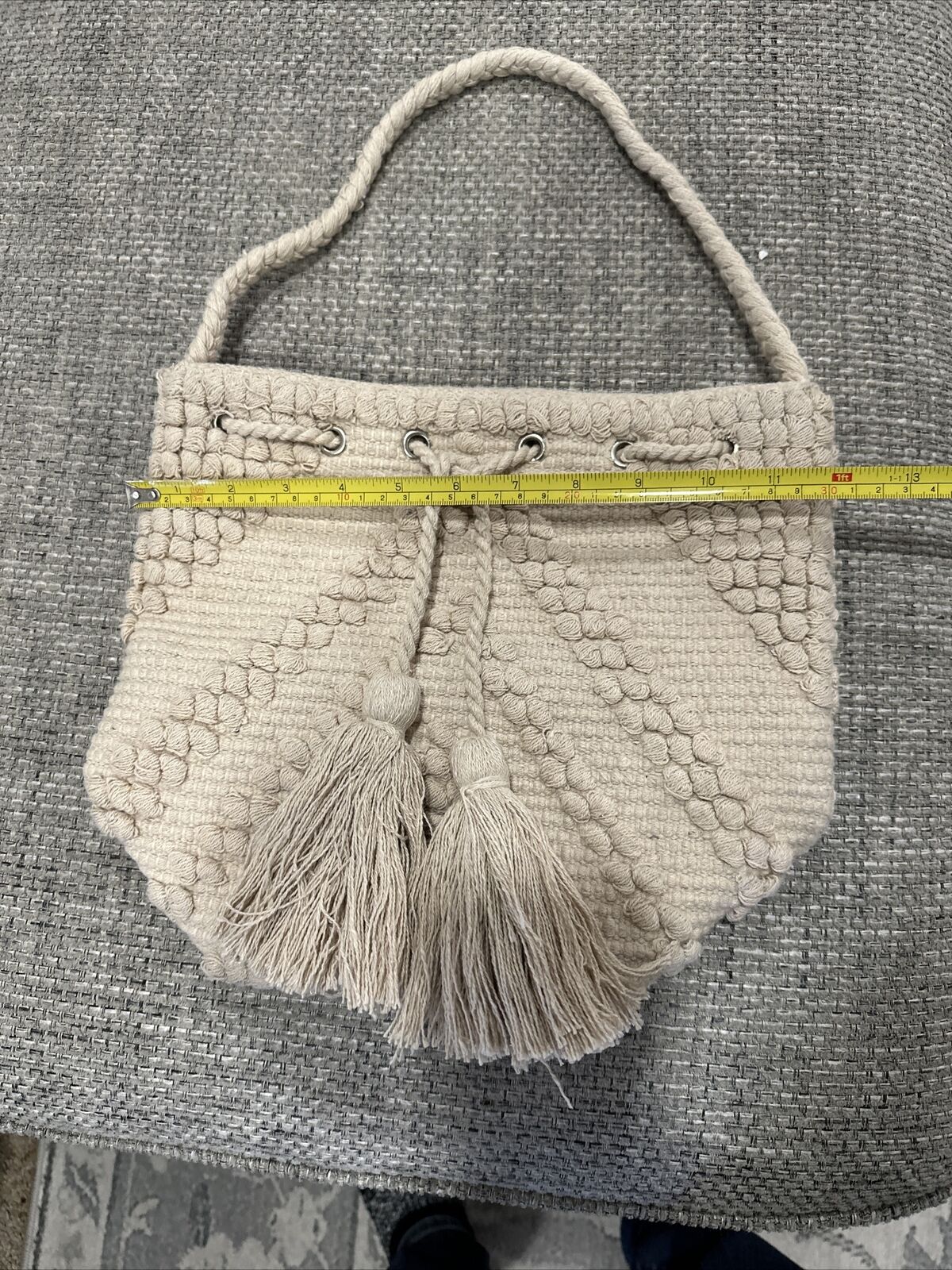 Hippie Festival Cream White Crochet/Macrame Handbag Purse Shoulder Bag 12x10.