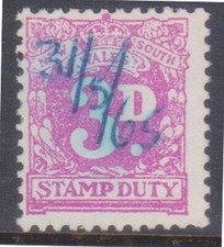 (F315-58) 1950 NSW 3d violet stamp duty (BH)