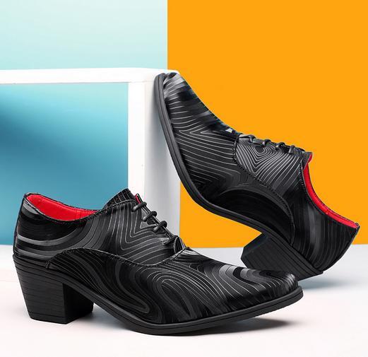 Zapatos informales de noche punk para hombre estilista tacón cubano con cordones punta puntiaguda 43 44