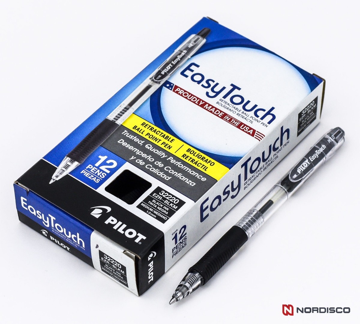 Pilot Easy Touch Pen Medium 32220, Black Ink, Retractable, 1.0mm