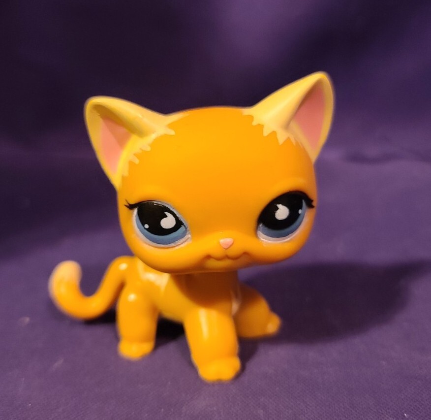 Authentic Littlest Pet Shop Orange Short Hair Cat Blue Teardrop 525 790 ...