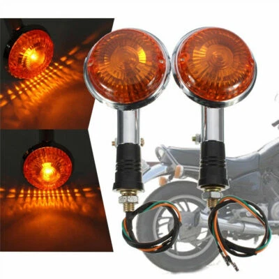 Chrome Signal Clignotant Léger Ambre Clignotant Pour Yamaha V Max V-Star Virago - Photo 1/3