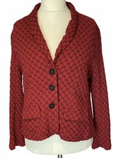 Adini Red Textured Jacket, Black Geometric Pattern, Pockets Med Pb4